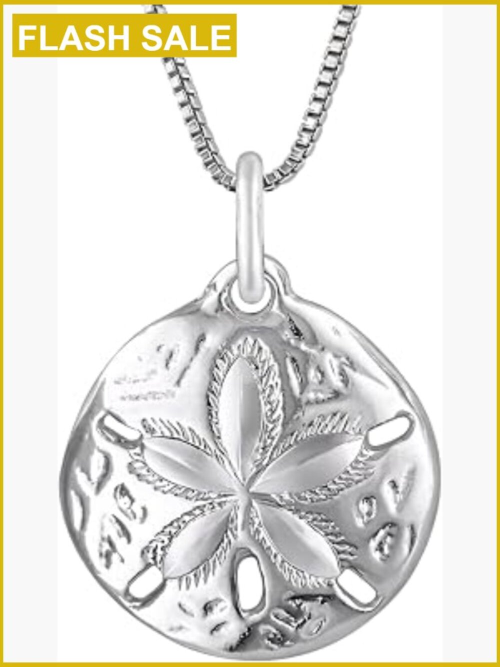 Sterling Silver Sand Dollar Pendant Necklace 18 Inch